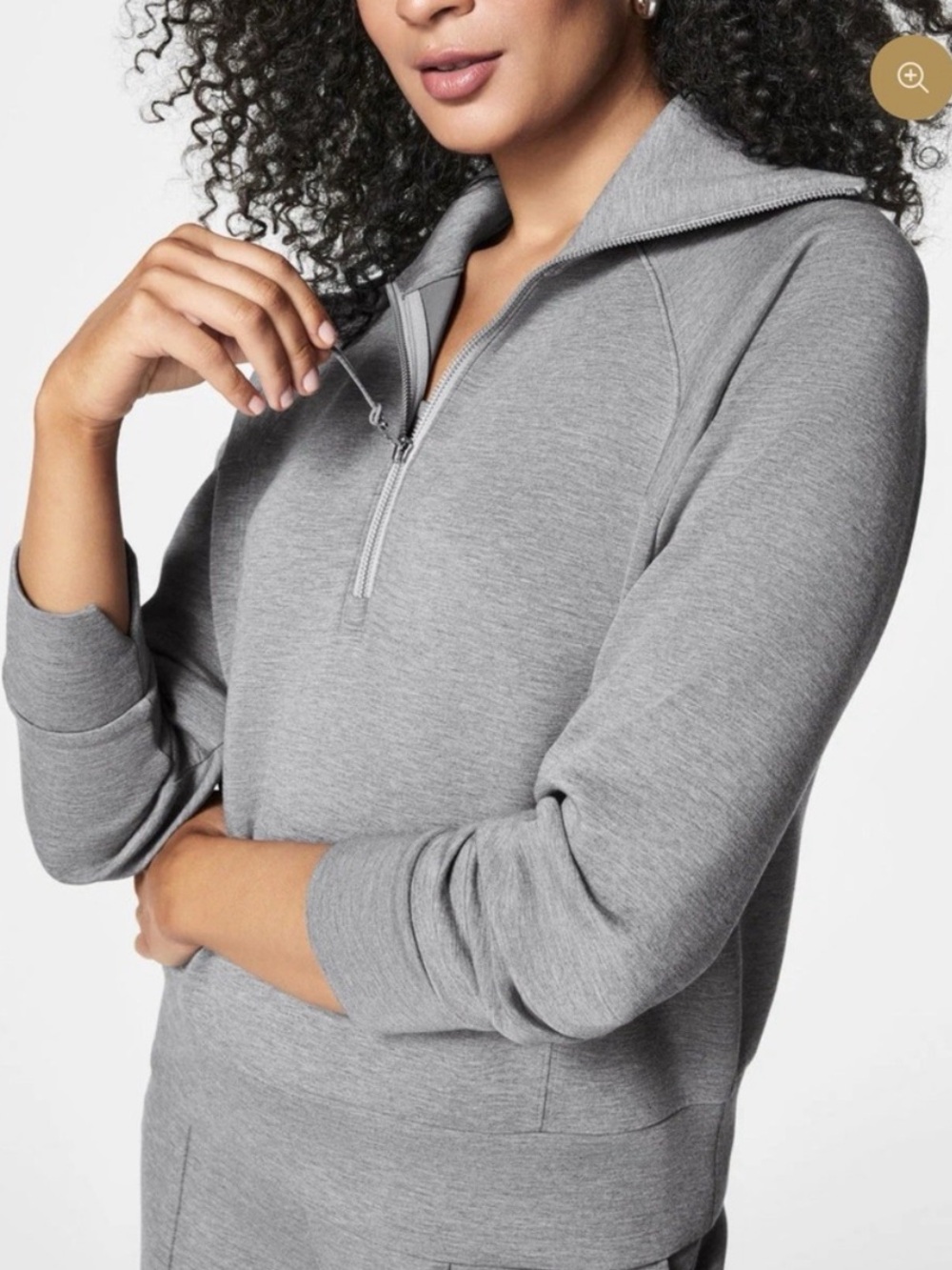 SPANX AirEssentials Half Zip Pullover Heather Gray 2X 50346R